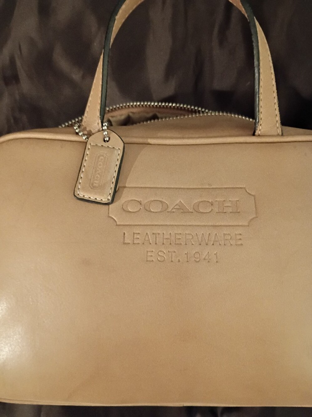 COACH Leather Cosmetic Case/Bag in Camel